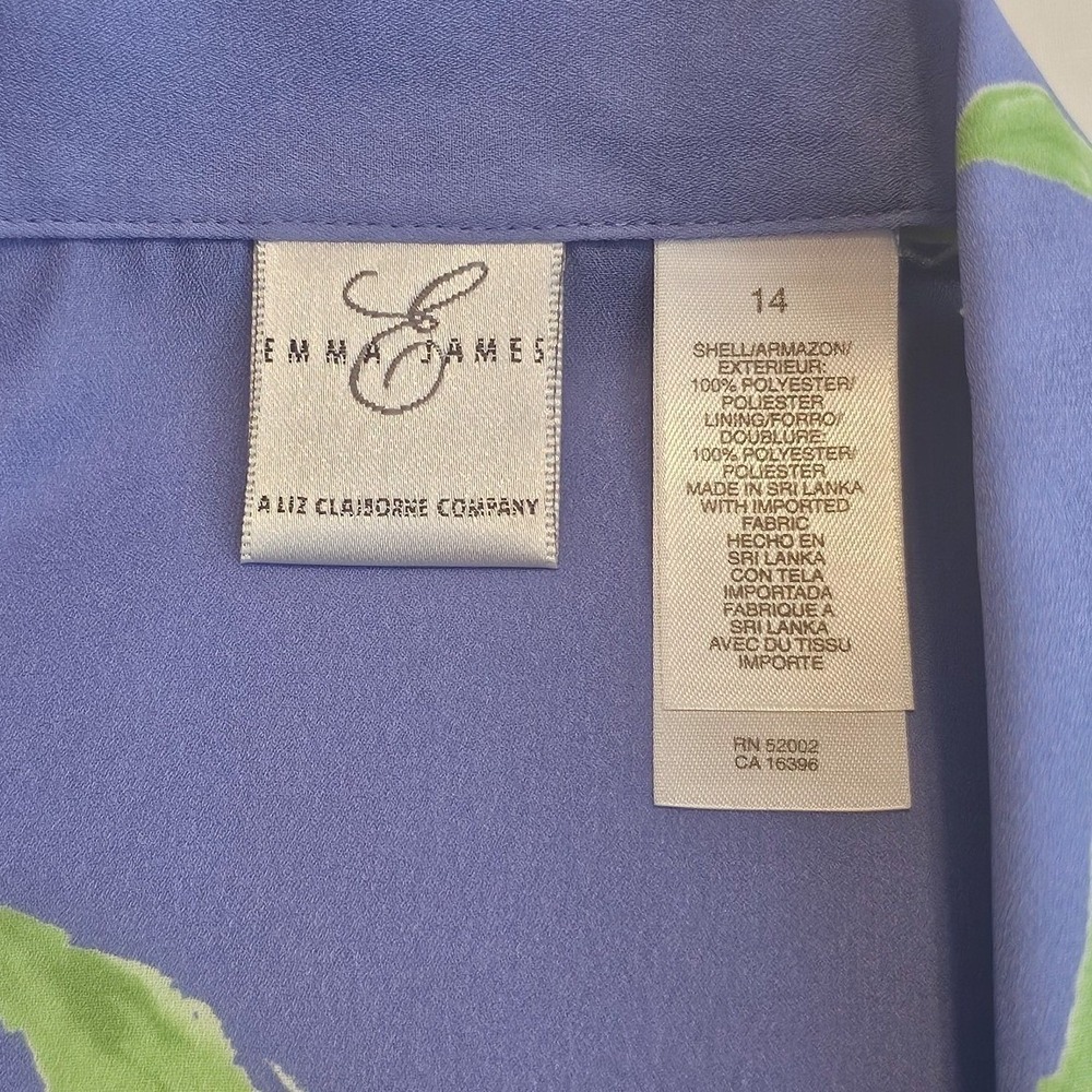 Emma James Liz Clairborne 3PC Skirt Set 14 Blue Floral Chiffon Blouse Tank L - Picture 11 of 16